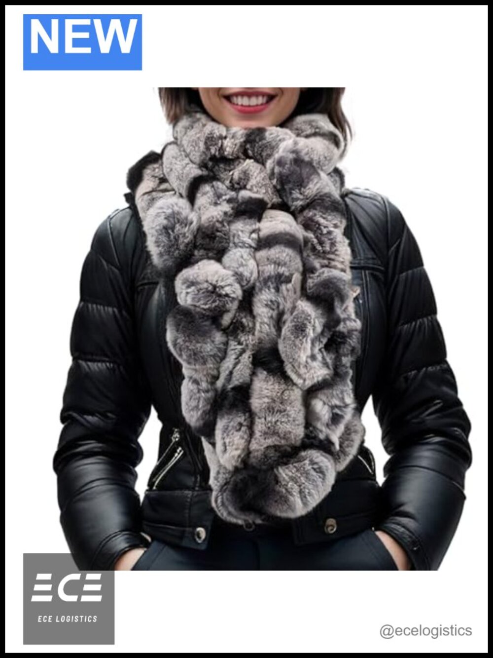Rex Rabbit Fur Scarf Furry Neck Warmer Classic Cold Weather
